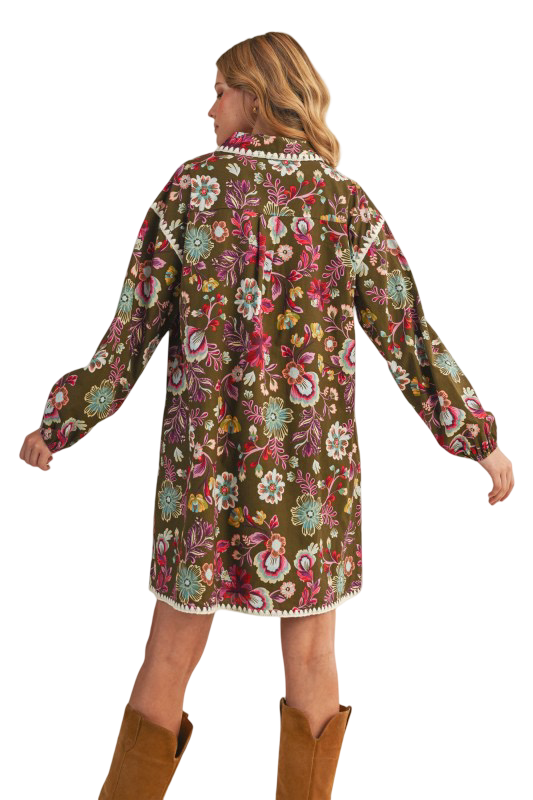 Apparel - En Merci Blanket Stitch Floral Mini Dress Floral Dress