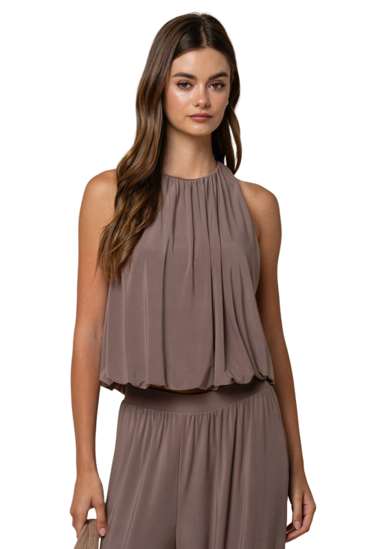 LALAVON Bubble Hem Sleeveless Top