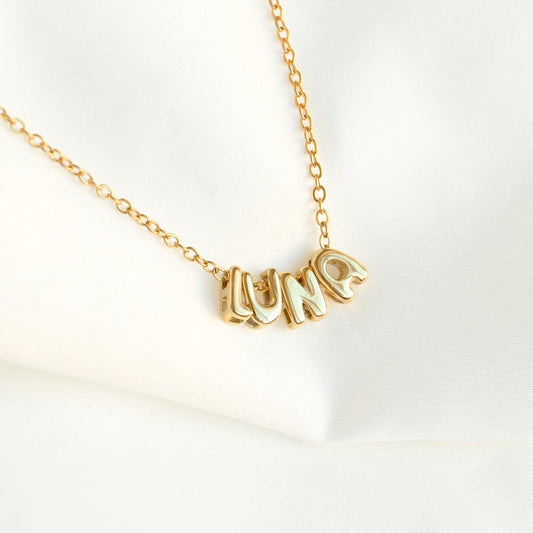 Necklaces- Custom Small Bubble Name Necklace
