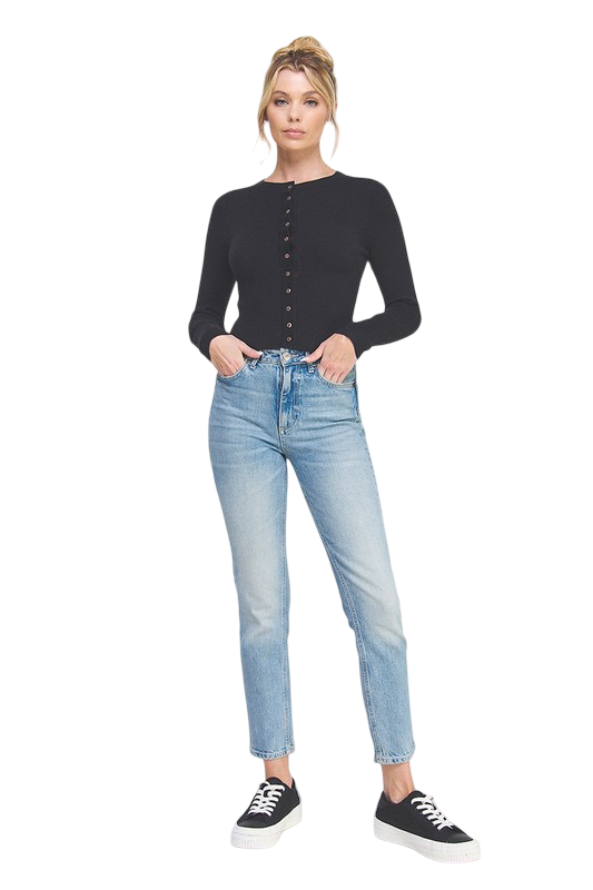 Apparel-Allie Rose Button Up Fitted Cardigan Top