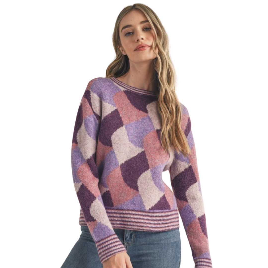Apparel- En Merci Colorful Abstract Knit Sweater