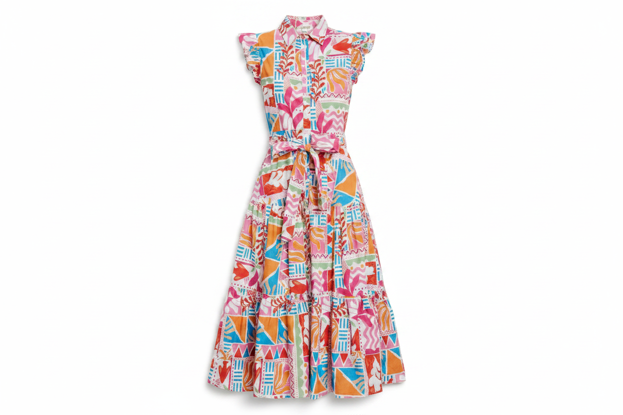 Flying Tomato Floral Flutter Sleeve Midi Dress