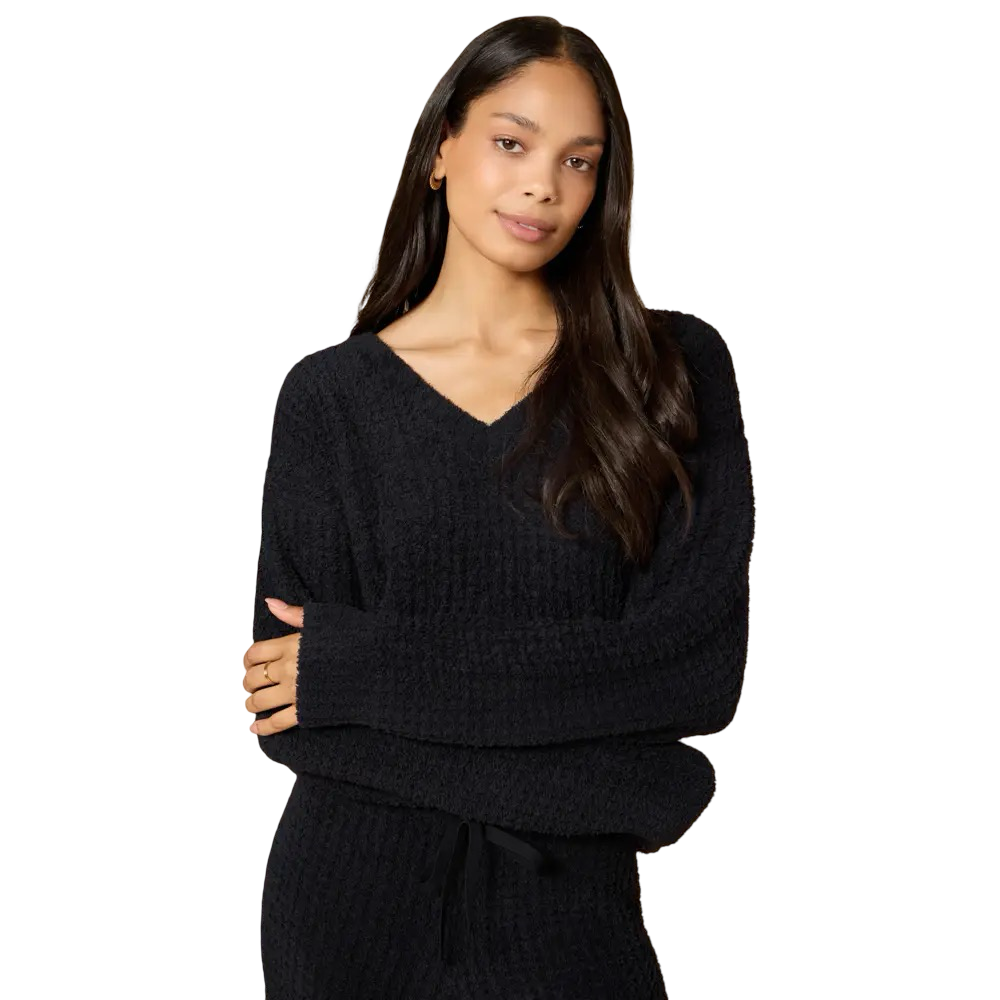 Apparel- Softies Marshmallow Waffle V Neck Lounge Set