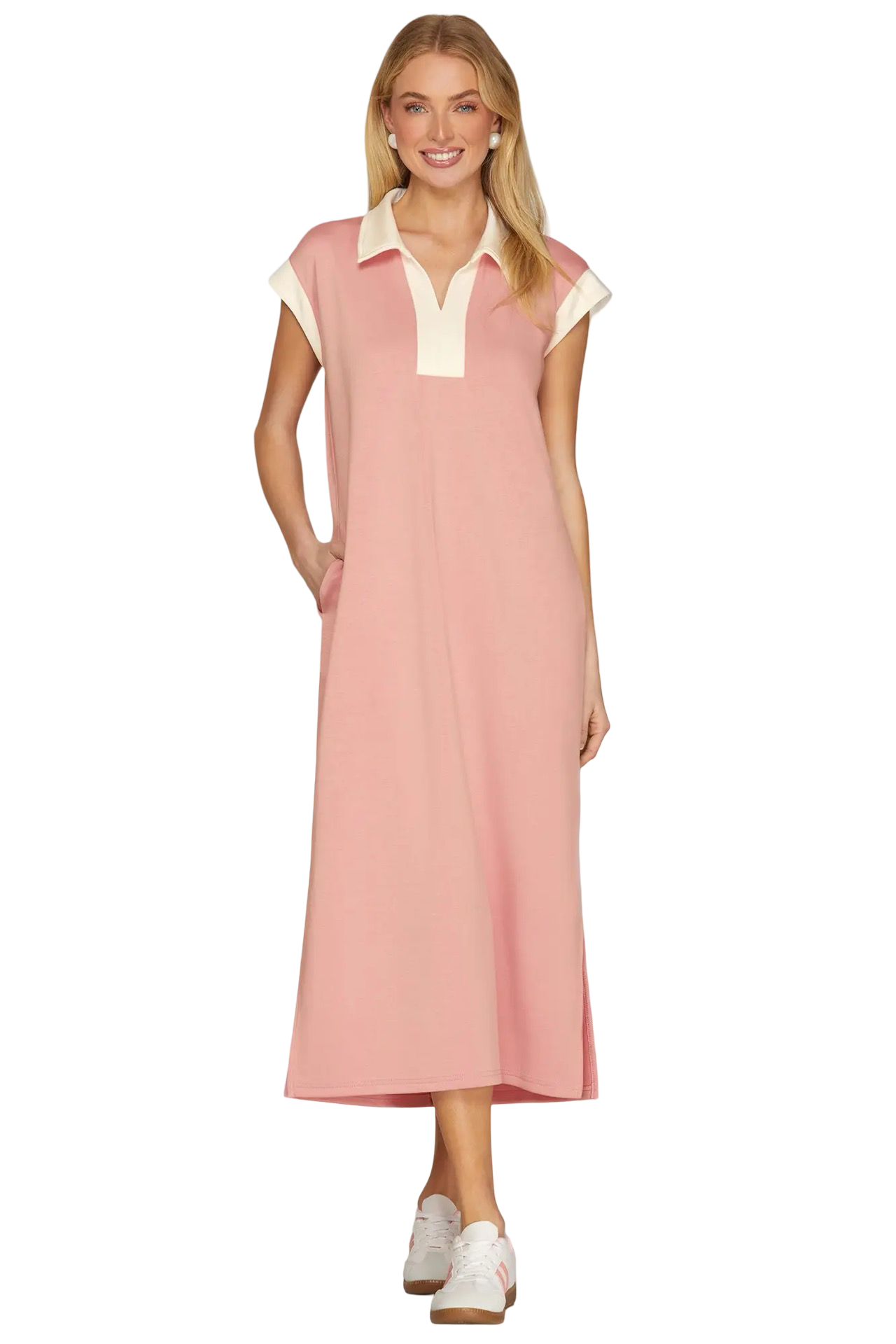She+Sky Drop Shoulder Midi Dress
