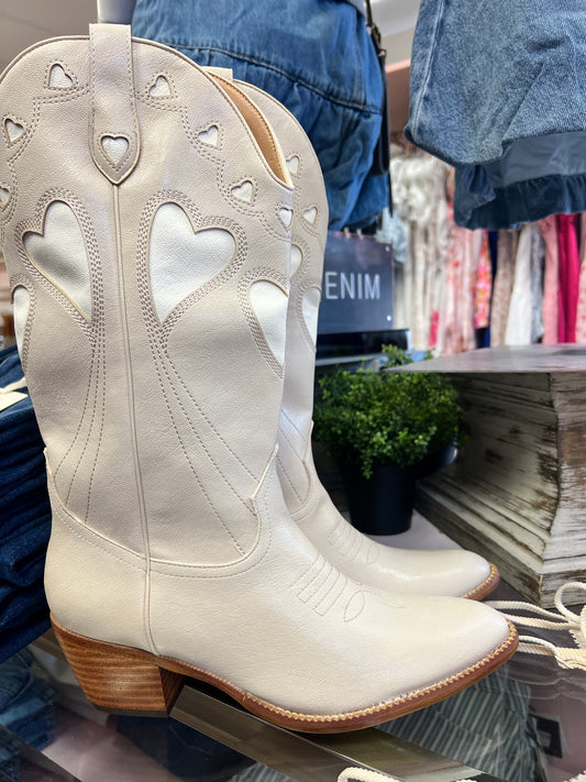 Boots- Mi.iM Mira Off White Embroidered Mid Boot