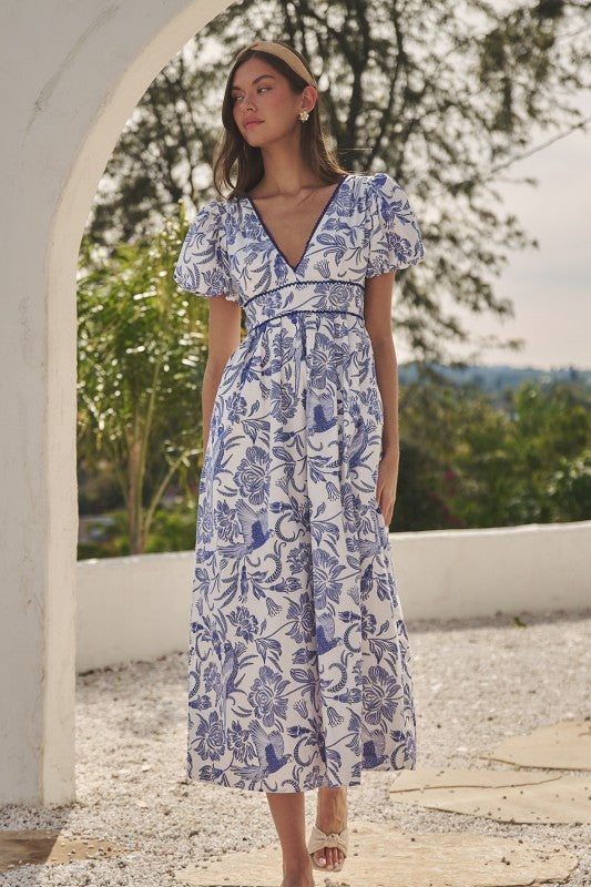 Sugarlips Jaylene Smocked Floral Maxi Dress Vidira Floral