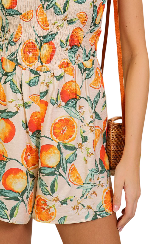 Apparel- Timing Citrus Smocked Tube Romper