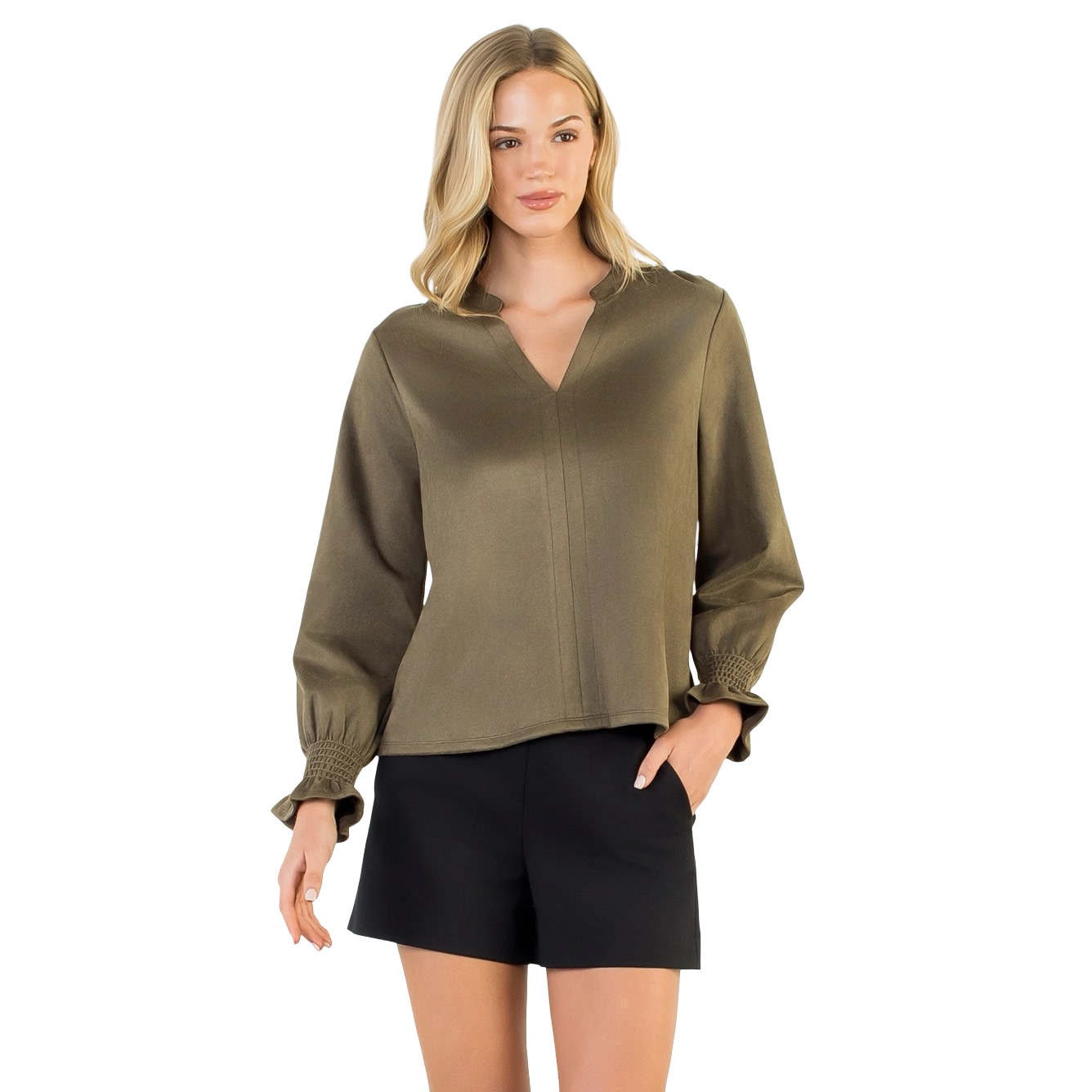 Apparel- THML Long Sleeve V Neck  Top