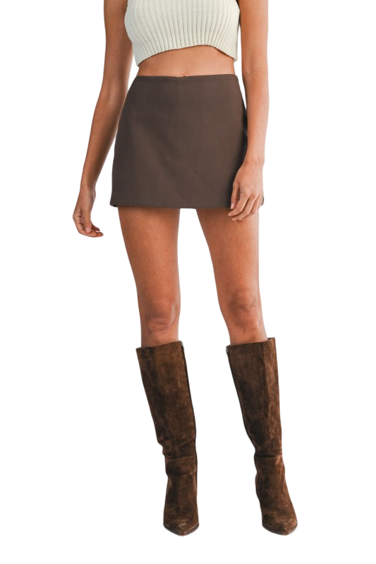 Apparel- Mable Solid High Waist Mini Skirt Skort