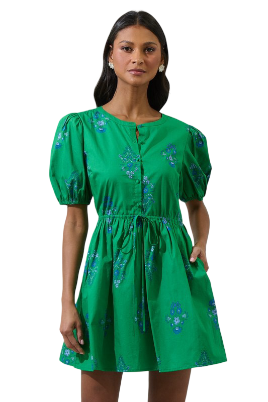 Sugarlips Halina Floral Alba Puff Sleeve Mini Dress