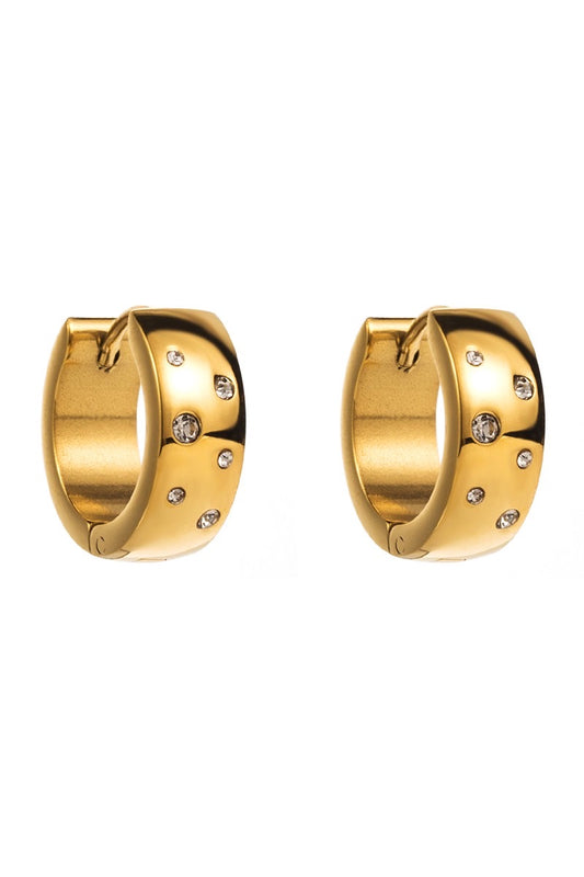 Earrings- M&E Bling Stainless Steel CZ Huggie Earrings