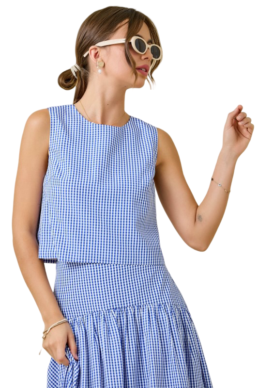 Day+Moon Gingham Scoop Neck Sleeveless Top