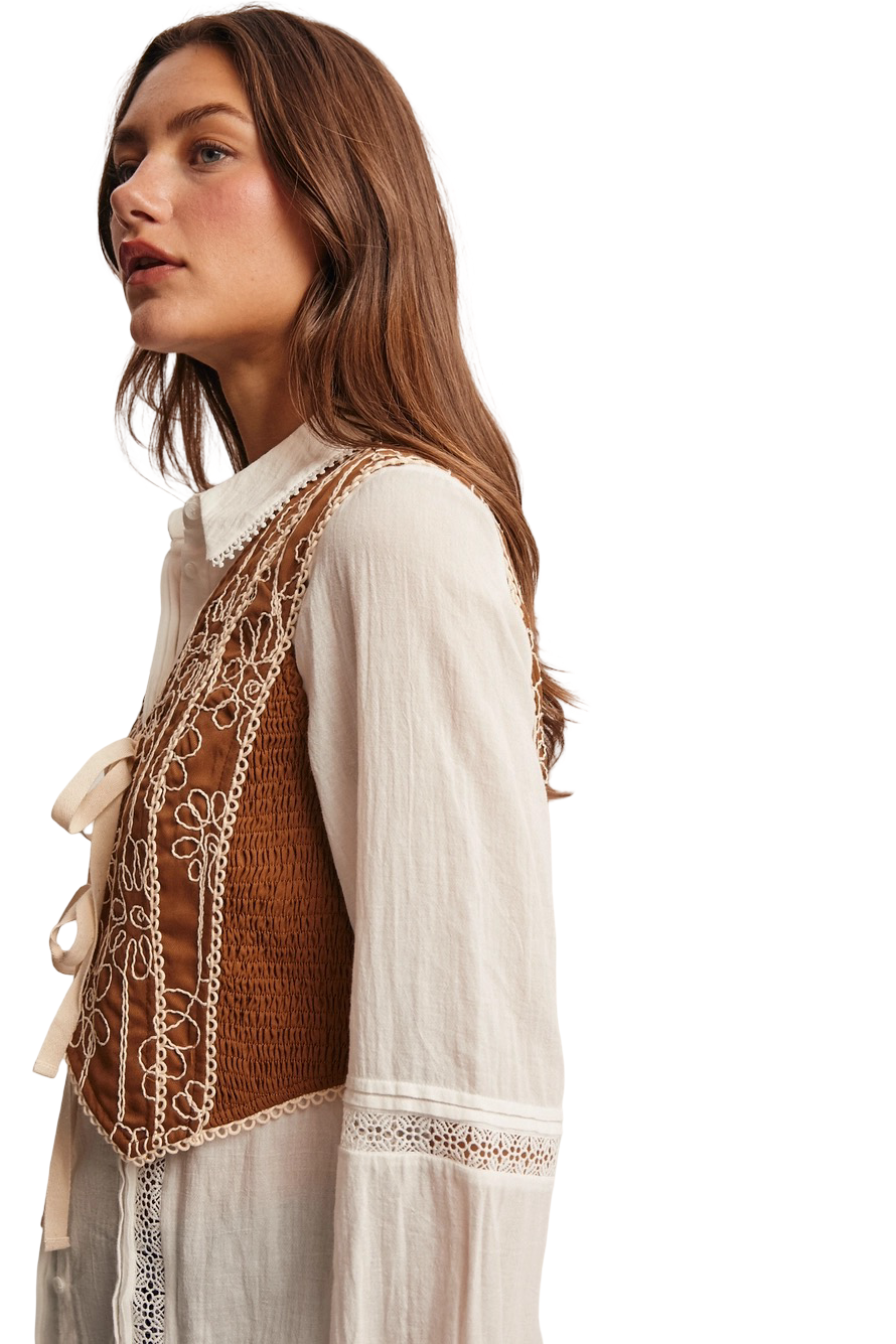 Apparel- Forte Boho Front Tie Vest Top