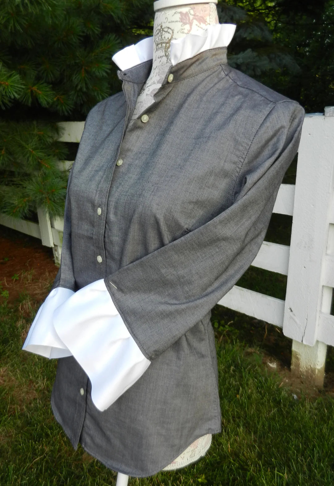 Apparel- Pearly Vines Scarlett Oxford Ribbon Trim 3/4 Sleeve- Black