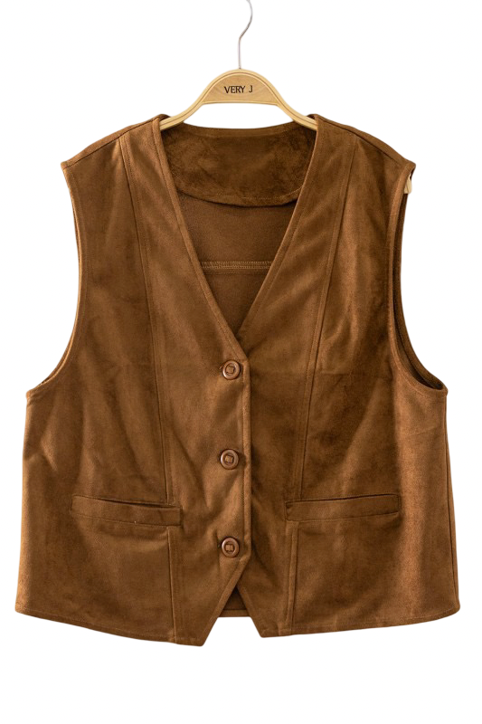 Very J Faux Suede V Neck Vest