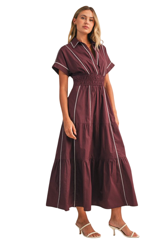 Klesis Smocked Waist A Line Maxi Dress