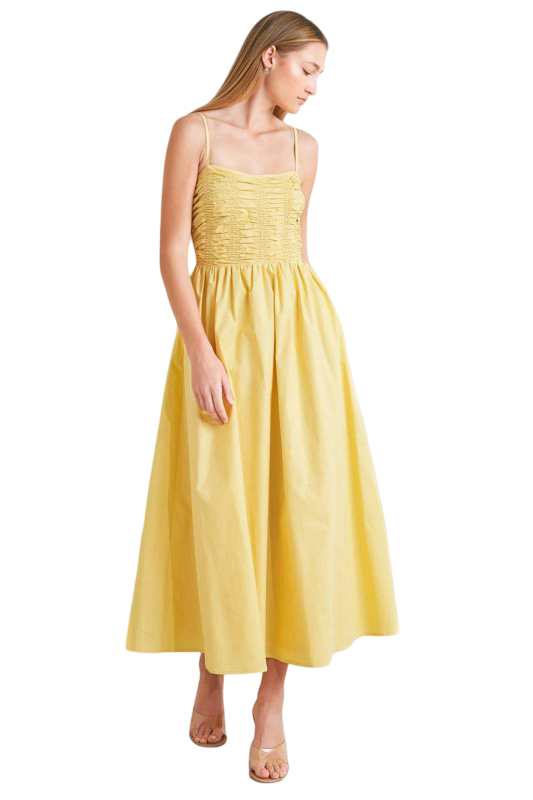 Flying Tomato Printed Smocked Bodice  Midi Dress