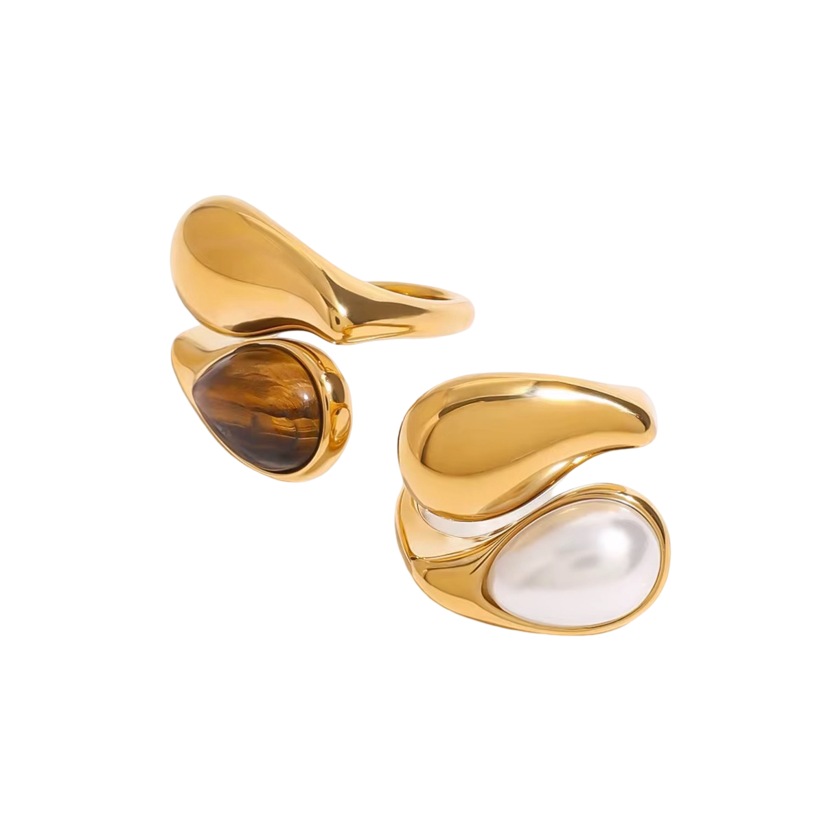 Rings- M&E Bling 18k Gold Plated Water Drop Pearl  Ring
