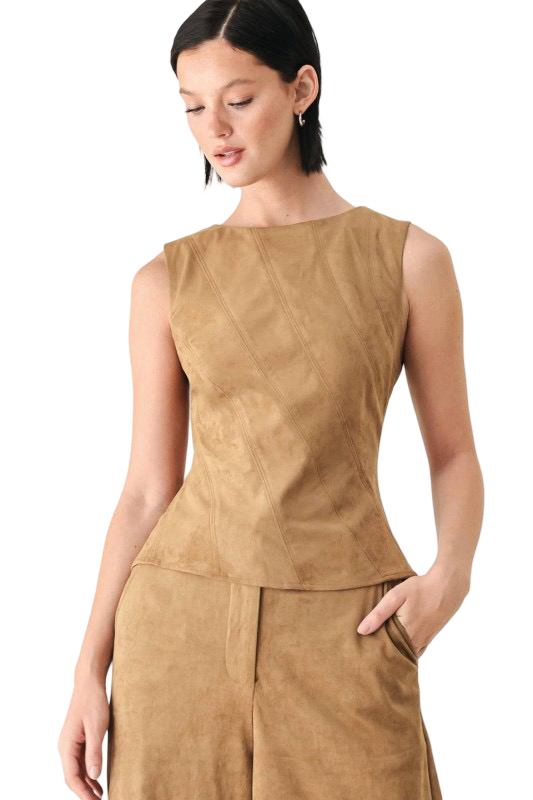 Flying Tomato Faux Suede Top
