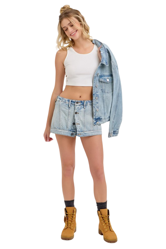 Apparel- Cello Button Front Mini Skirt Skort
