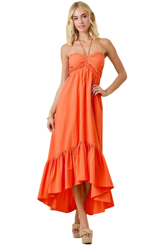 Apparel- Day+Moon Ruched Halter Midi Maxi Dress