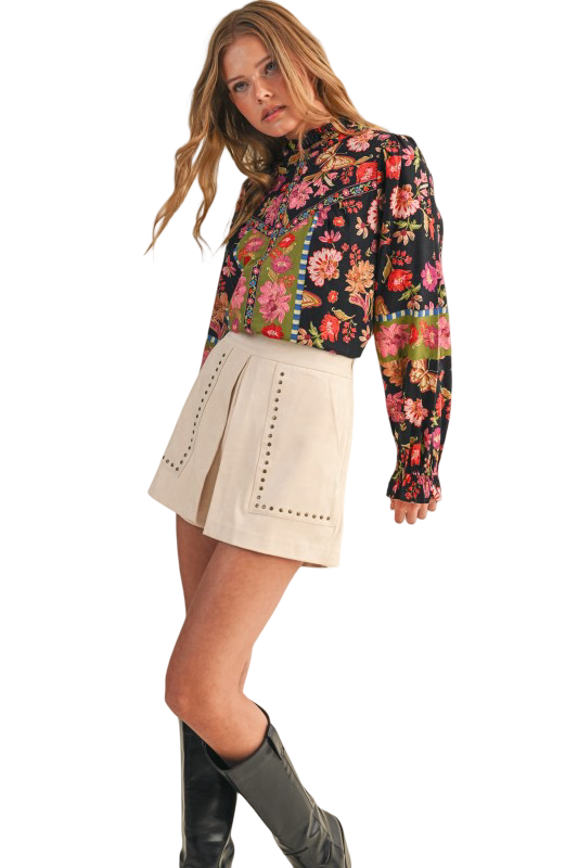 Apparel- En Merci Floral Border Print Top