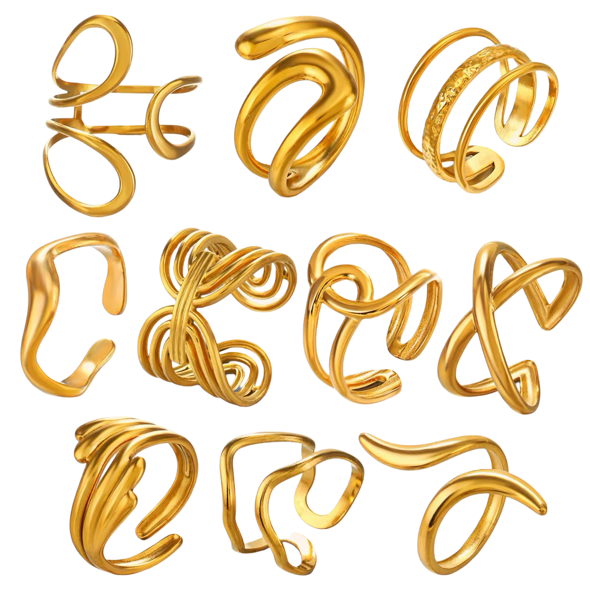 Rings- M&E Bling Gold Plated Stainless Steel Ring