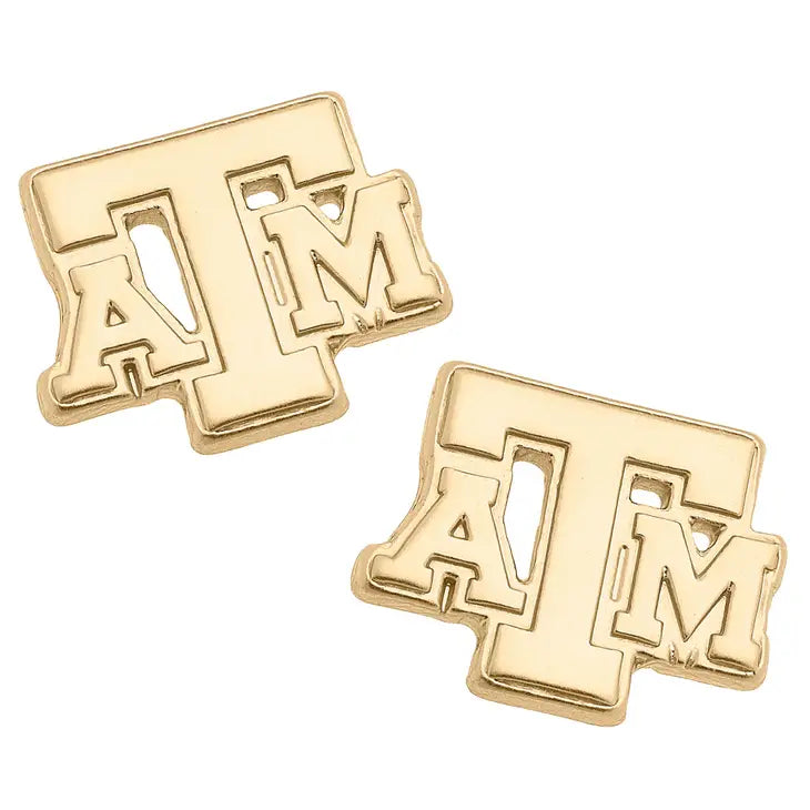 Earrings- Canvas Texas A&M Stud Earrings in Gold