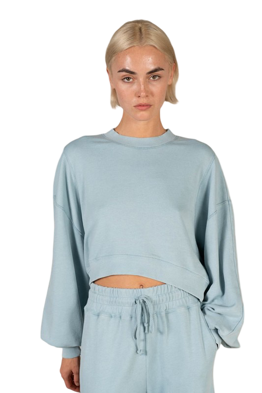 Apparel- La Biz Luxury Mineral Washed Cropped Top and Wide Leg Sweatsuit Set