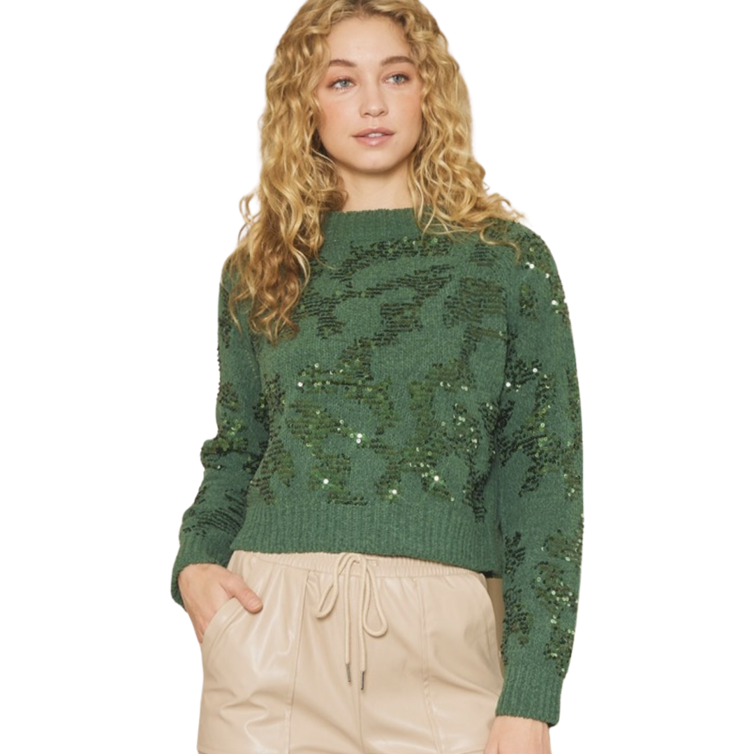 Apparel- Idem Ditto Cropped Sequin Sweater