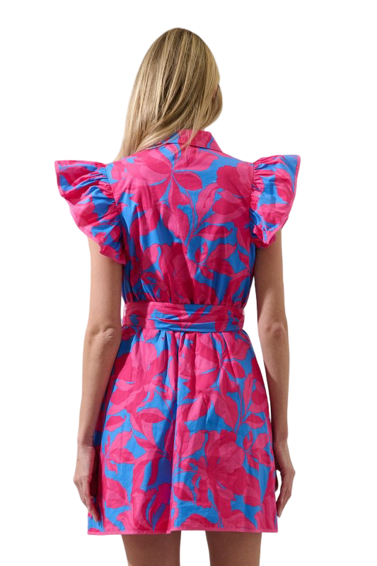 Sugarlips Collard Ruffle Mini Dress Meira Floral