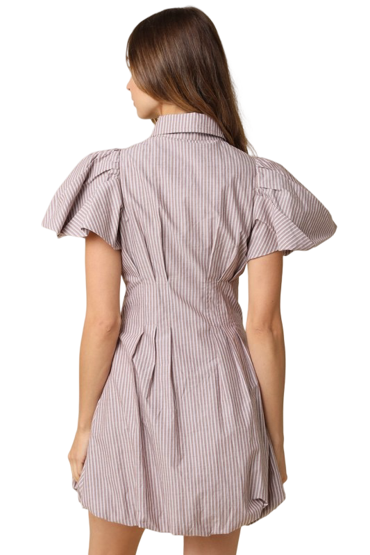 Olivaceous Riley Striped Bubble Mini Dress