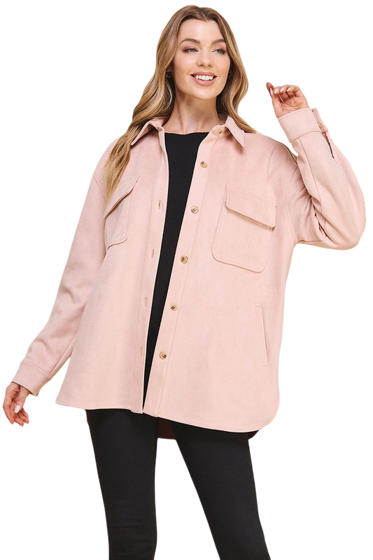 Apparel-Allie Rose Microsuede Shirt With Pockets