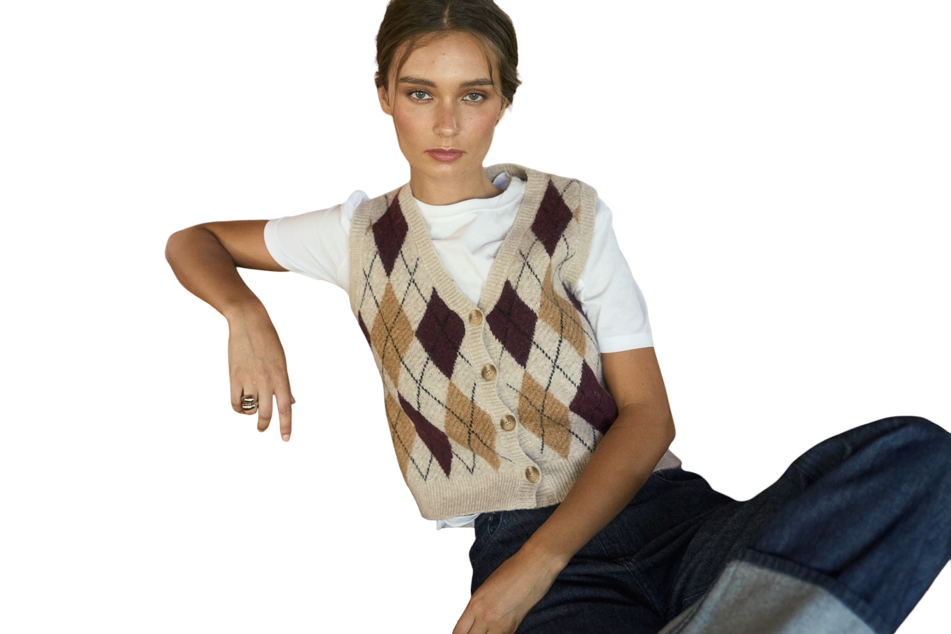 Apparel- The Workshop Argyle Sweater Vest Top