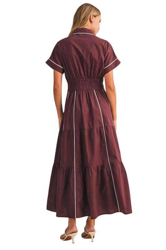Klesis Smocked Waist A Line Maxi Dress