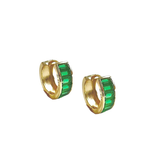 Earrings- Sahira Design Peyton Emerald CZ Huggies
