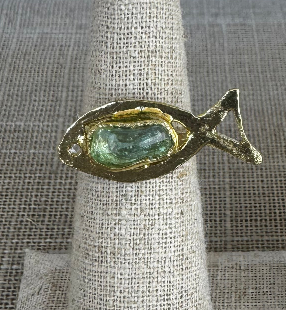 Rings- Kalliope Bronze Fish and Crystal Ring