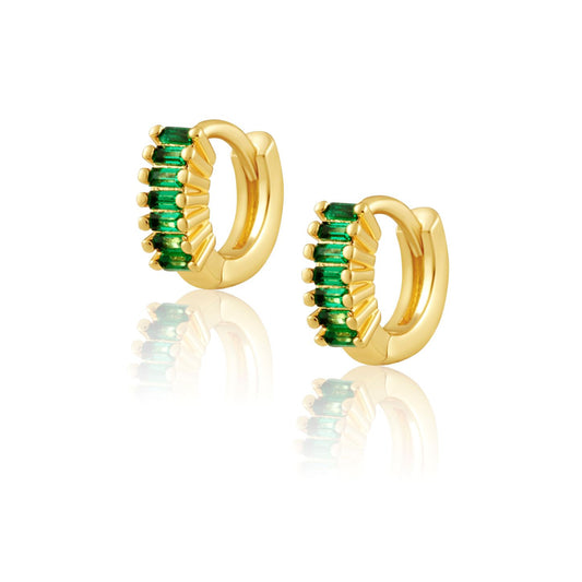Earrings- Sahira Design Viola Emerald CZ Huggies