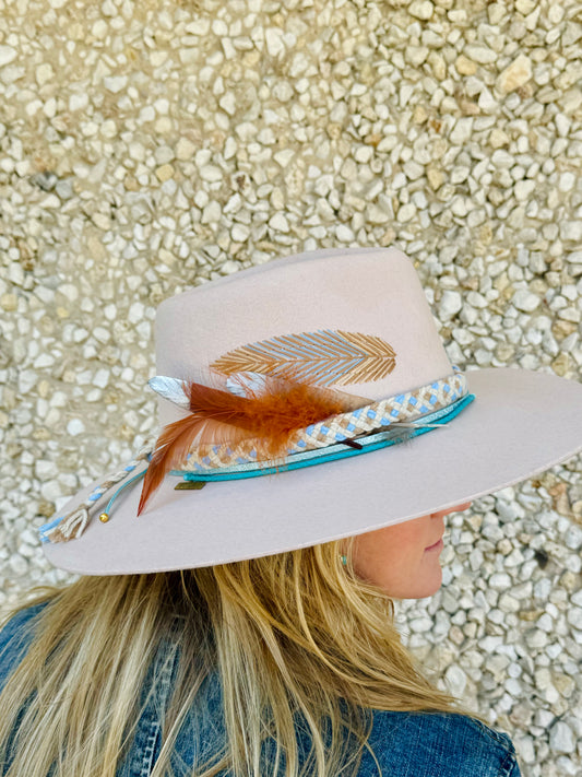 Hats- C.Shel Feathered Detailed Felt Hat