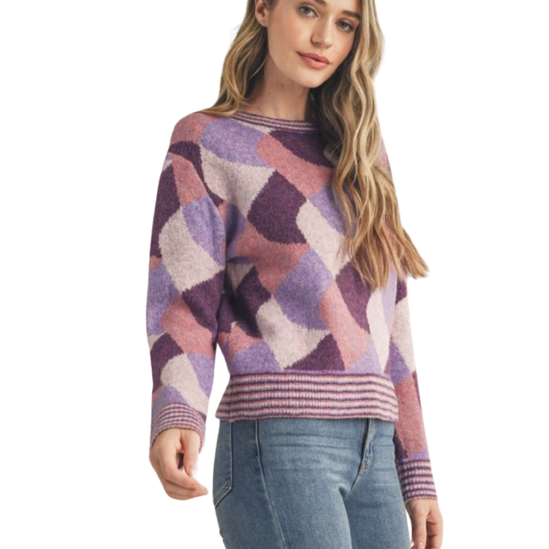 Apparel- En Merci Colorful Abstract Knit Sweater