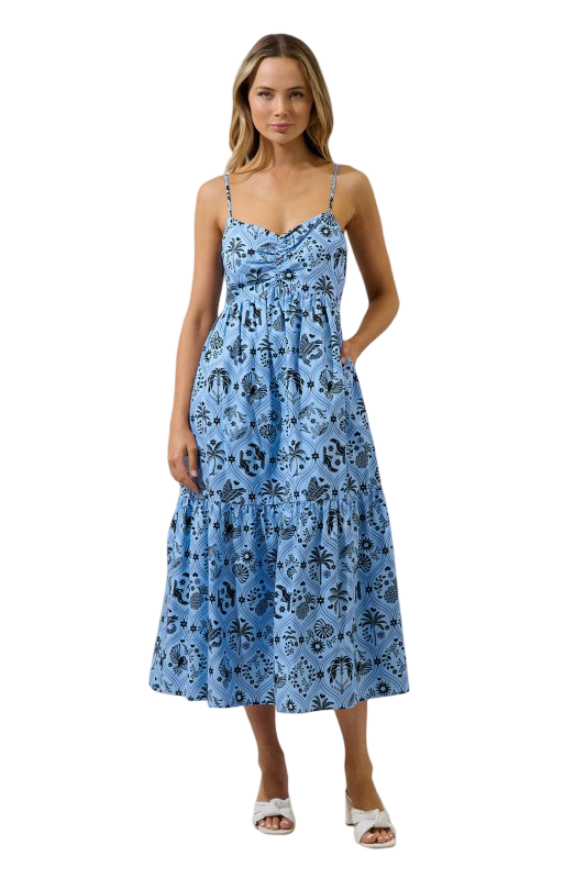 Sugarlips Tamer Ruched Midi Dress Feiry Tropics