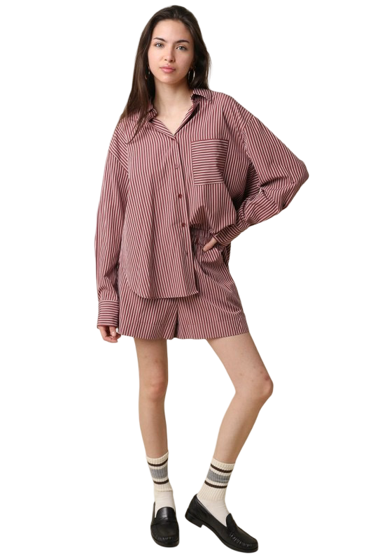 Camisa Oxford extragrande a rayas color oliva para cazador
