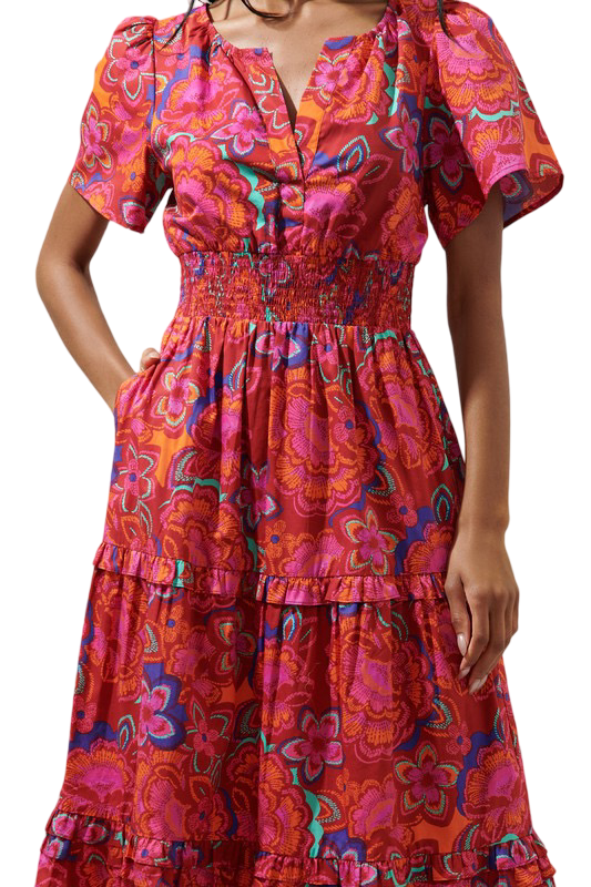 Apparel- Sugarlips Raveena Floral Palmer PoplinTiered Maxi Dress