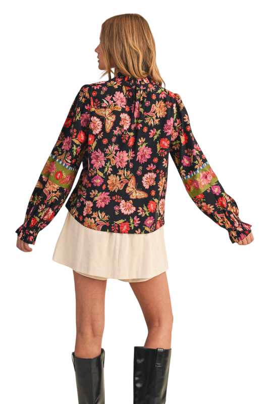 Apparel- En Merci Floral Border Print Top