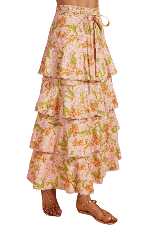 Strut and Bolt Floral Print Pleated Tiered Skirt Set