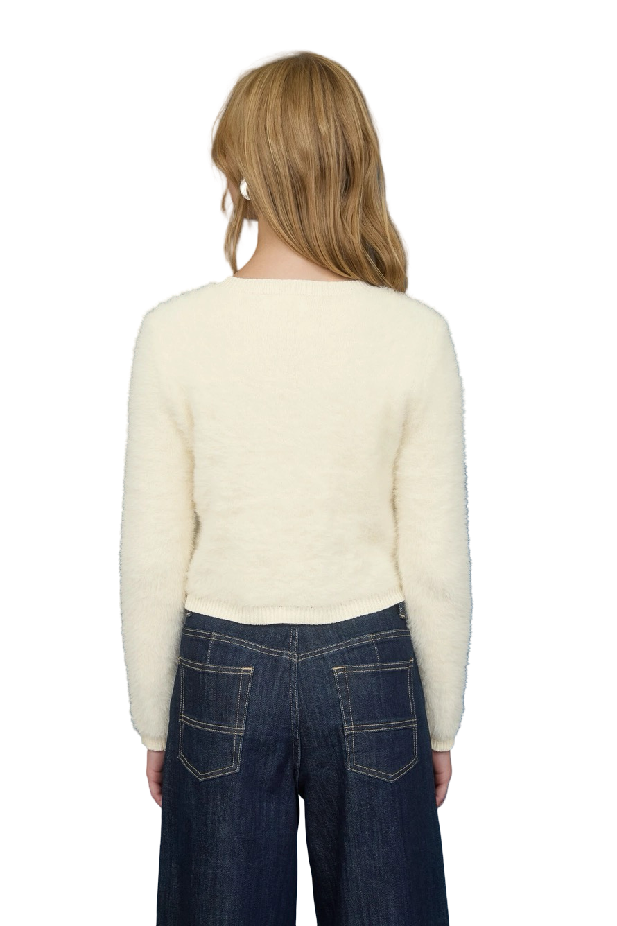 Apparel- The Workshop Gold Button Fuzzy Knit Cardigan Top