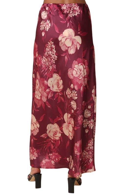Olivaceous Zella Floral Midi Skirt