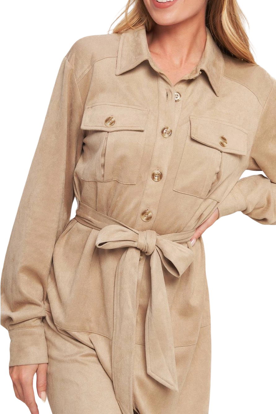 Apparel- Flying Tomato Faux Suede Shirt Mini Dress