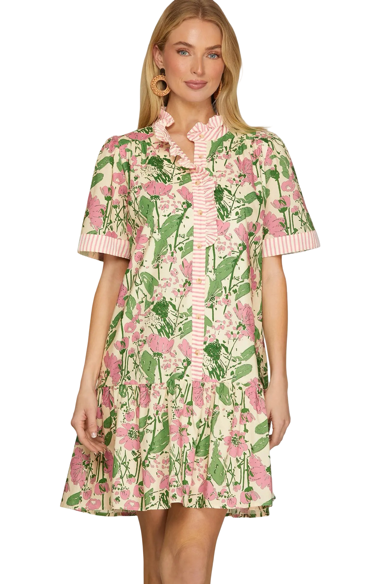 She+Sky Ruffle Sleeve Printed Mini Dress