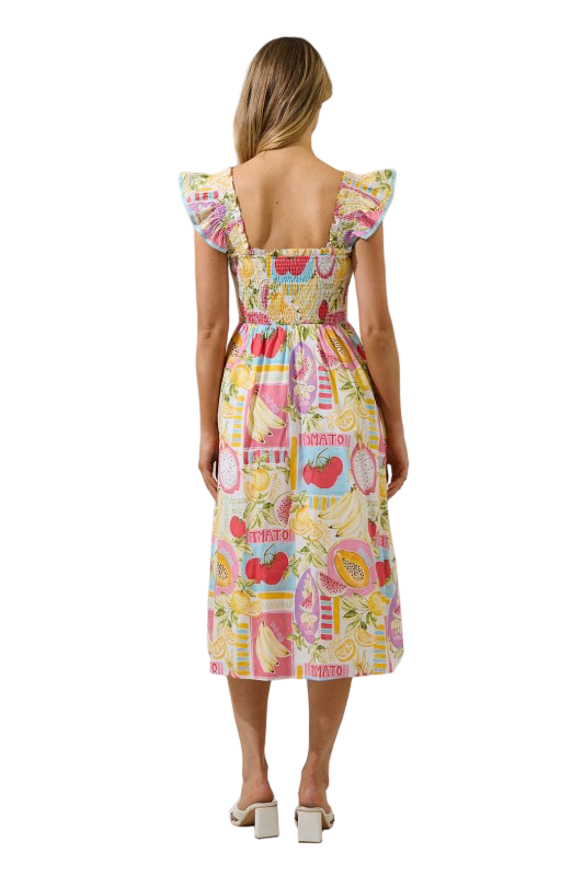 Sugarlips Urbina Smocked Midi Dress Farmers Market